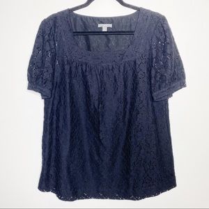 Apt. 9 Black Floral Lace Blouse